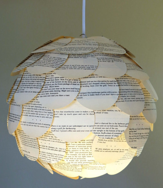 Artichoke Mixed Book Page Pendant Light