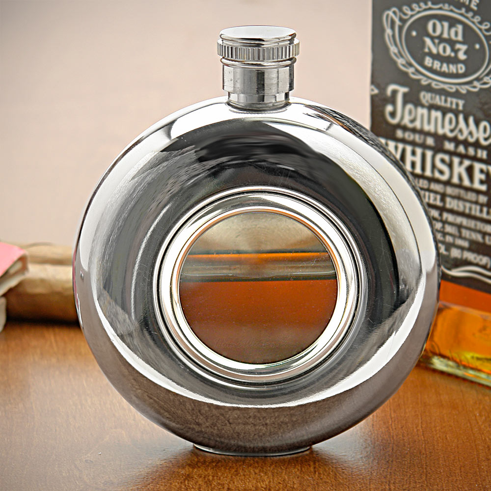 Engraved Round Window Flask