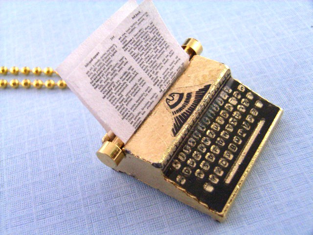 Gold Plated Typewriter Necklace