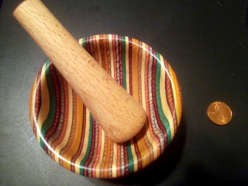 Wooden Round Mortar and Pestle