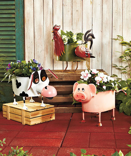 Metal Farmyard Animal Planters