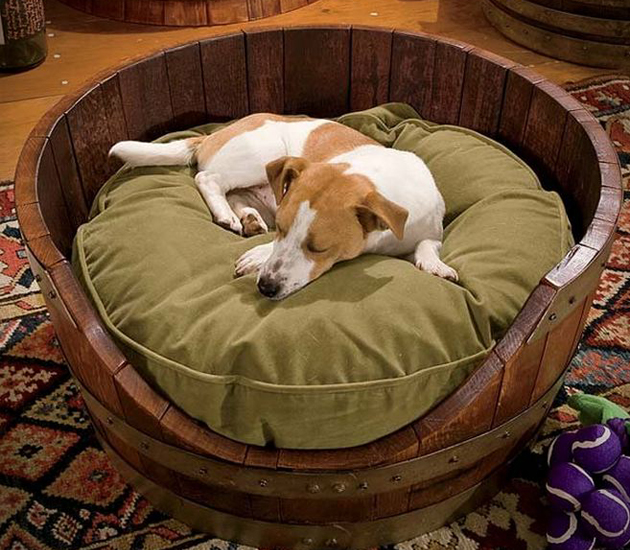 Wine Barrel Dog Bed