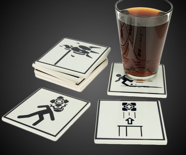 Portal 2 Warning Sign Coasters