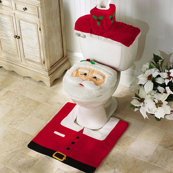 Santa Toilet Seat Cover and Rug Set