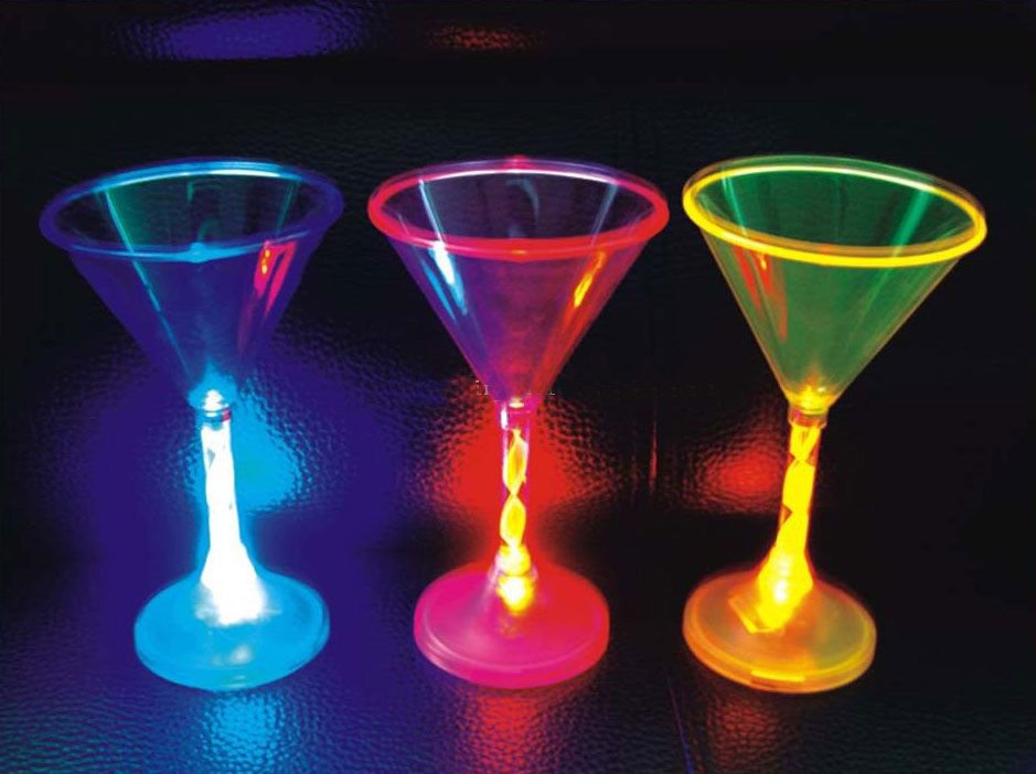 LED Light Up Flashing Martini Glasses