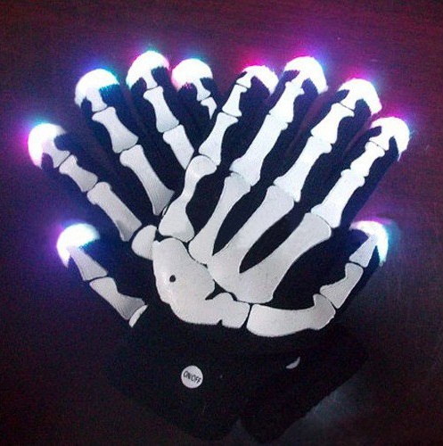 Skull Gloves Colorful Flashing