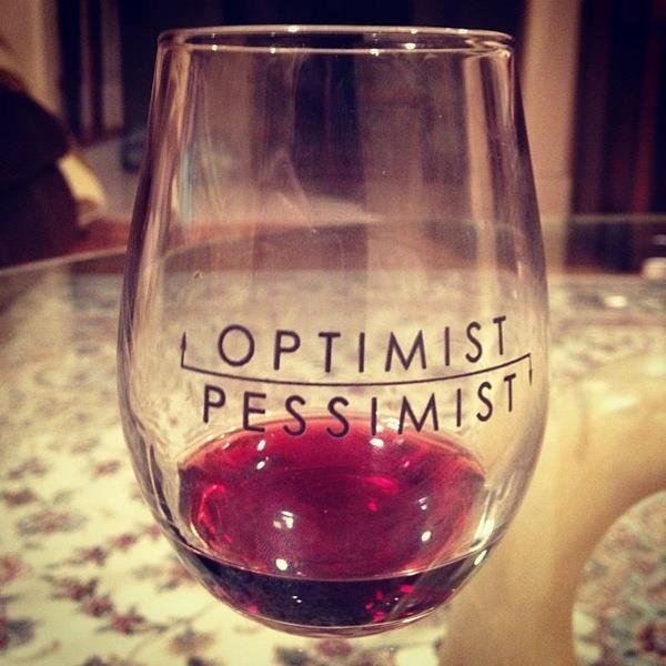 Optimist Pessimist Wine Glasses