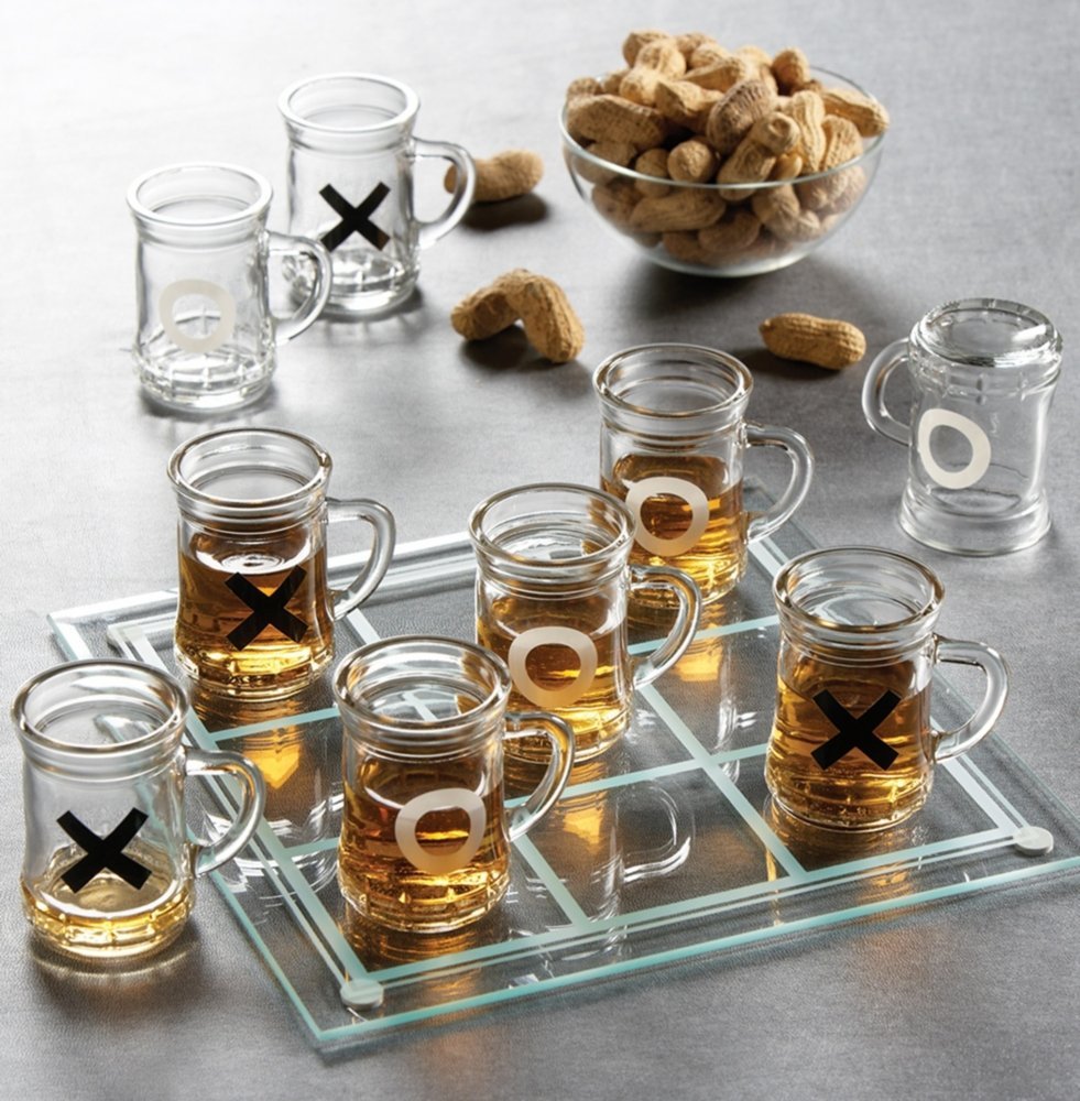 Tic Tac Toe Drinking Shot Glass Set