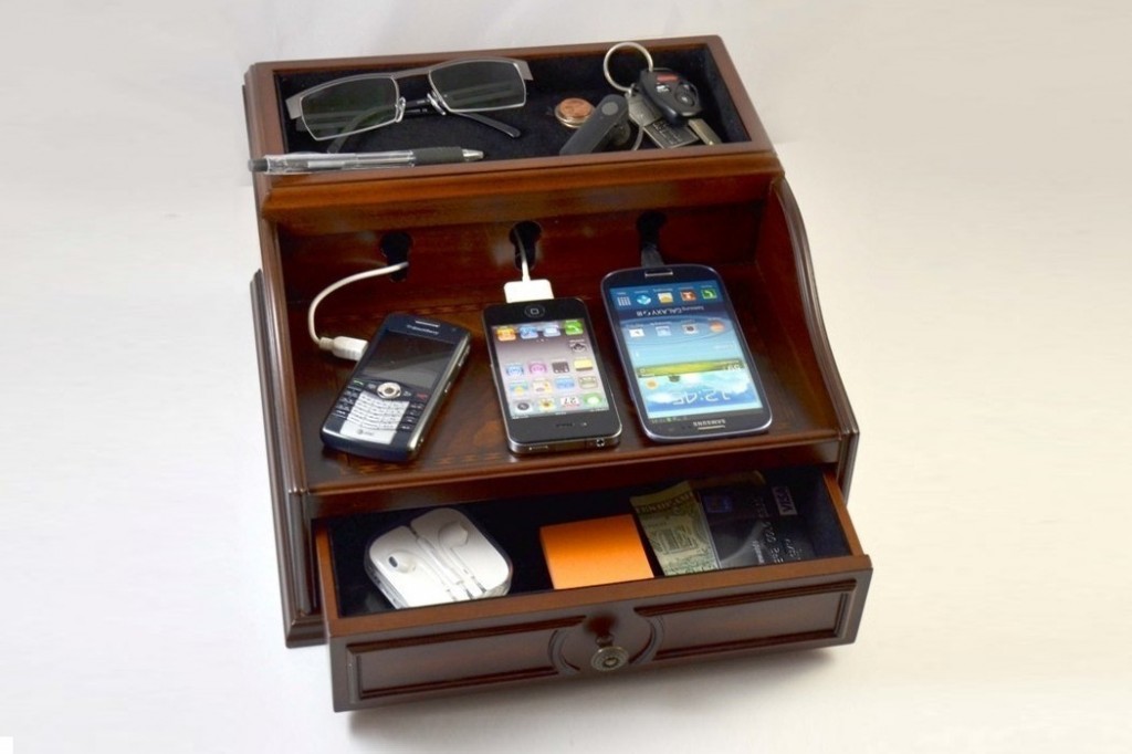 Charging Station Mahogany Wood Finish