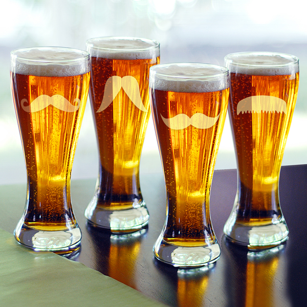 Mustaches Glass Beer Mugs