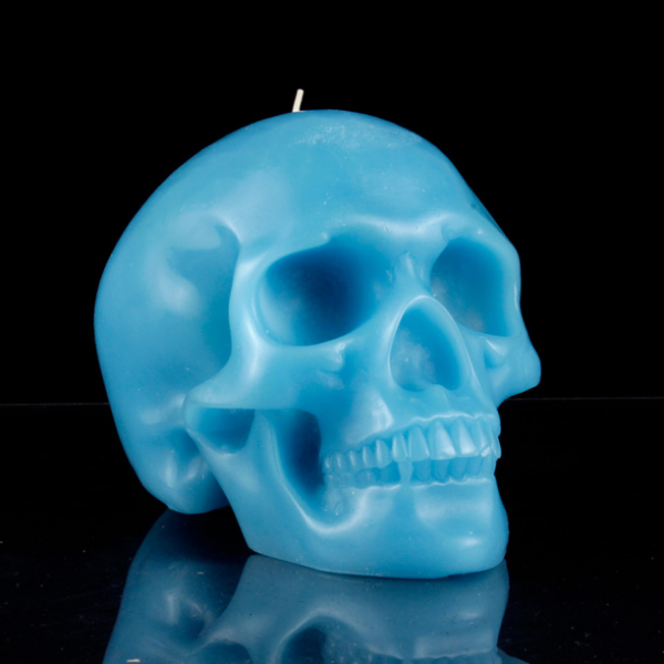 Mandible Skull Candle Blue