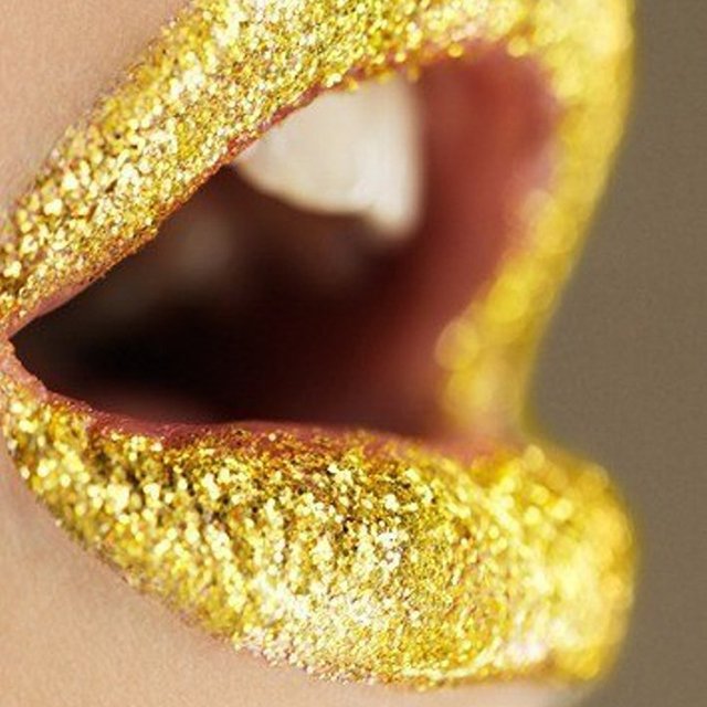 Gold Glitter Lip Tattoos