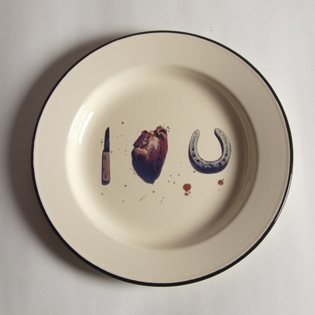 I Love You Enamel Plate by Maurizio Cattelan