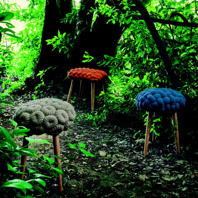 Knitted Stools by Claire-Anne O’Brien