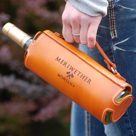 Leather Wine Bottle Carrier by Meriwether