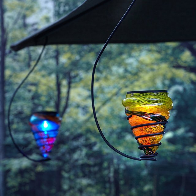 Solar-Powered Hanging Art-Glass LED Light