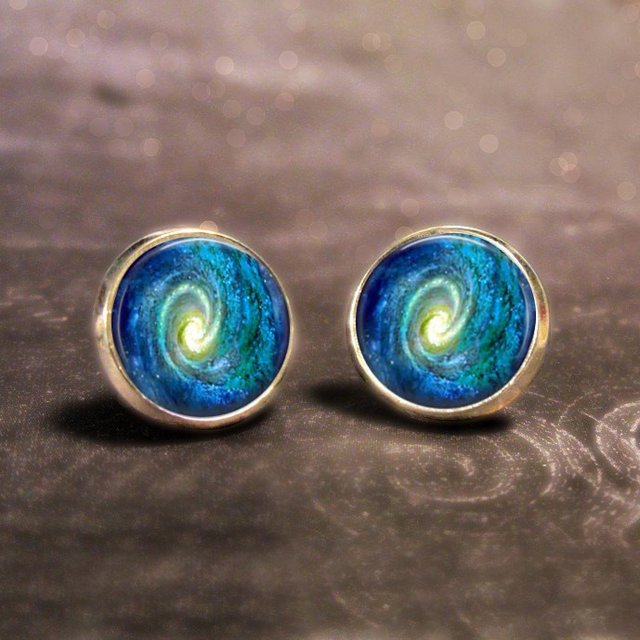 Space Swirl Mini Dome Pendant Earrings