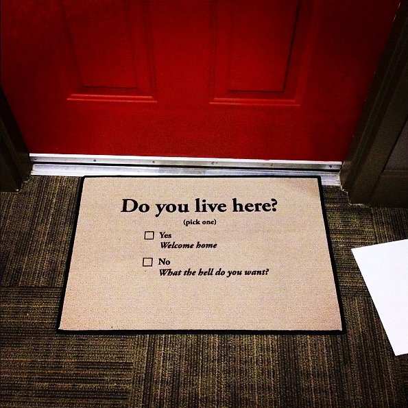 Do You Live Here fabric Doormat