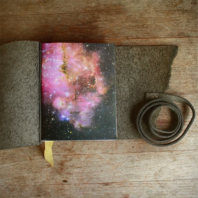 Neon Starfield Leather Journal