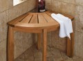 Spa Teak Corner Shower Seat with Basket