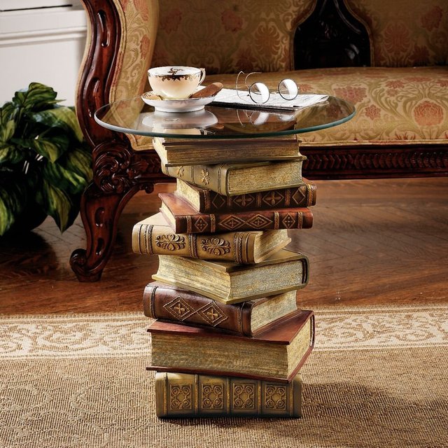 Power of Books Glass-Topped Side Table