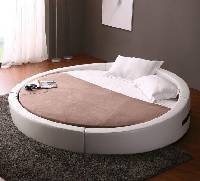 Opus Modern Round Leather Bed