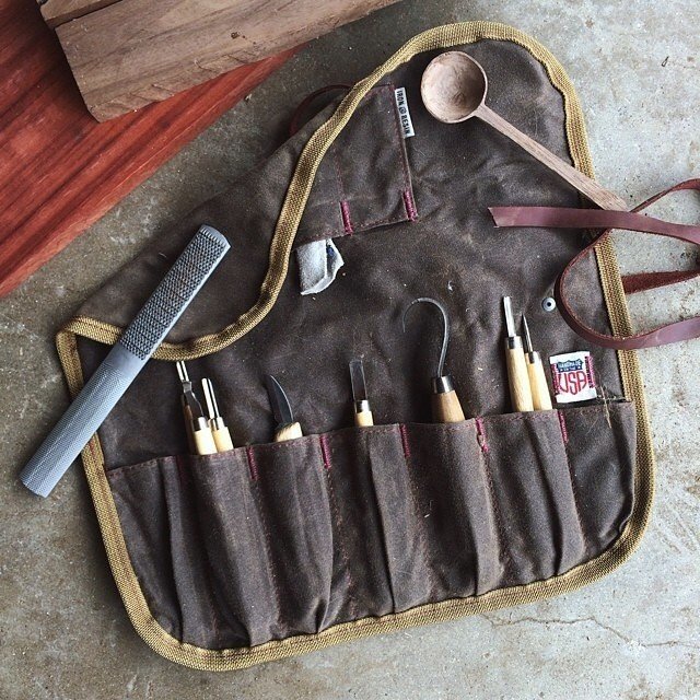 Waxed Canvas Tool Roll by Iron and Resin