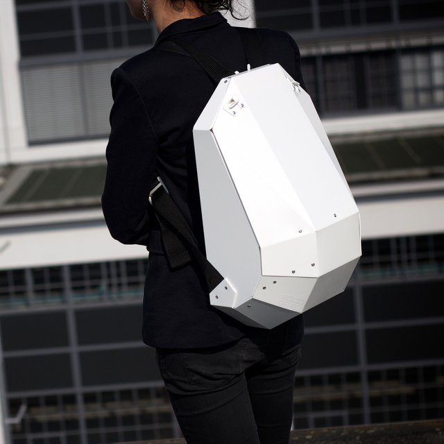 White – Black Backpack by Solid Gray