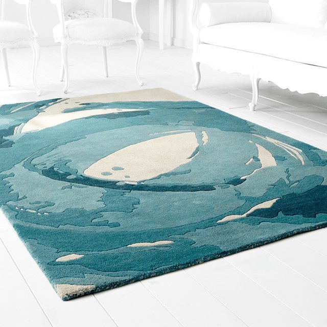 Blue & Ivory Tumult Abstract Rug