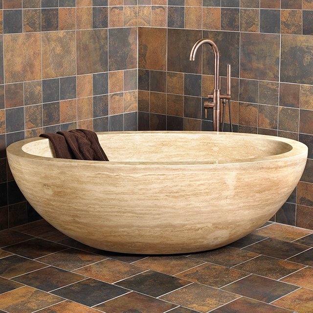 Claudius Oval Travertine Bathtub