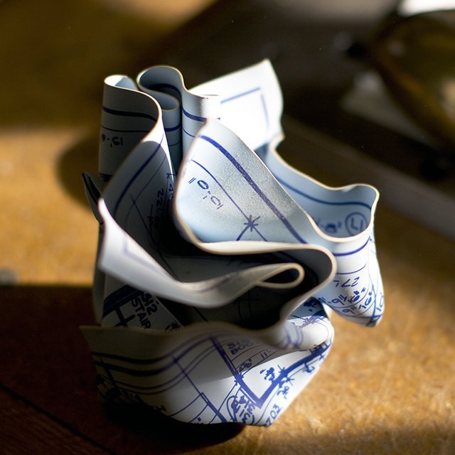 Crumpled Blueprint Paperweight