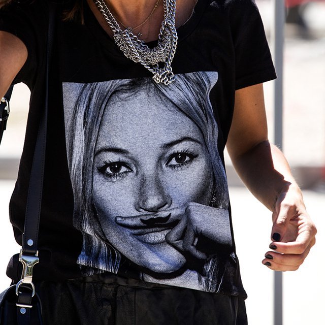 Kate Moss Mustache Tee