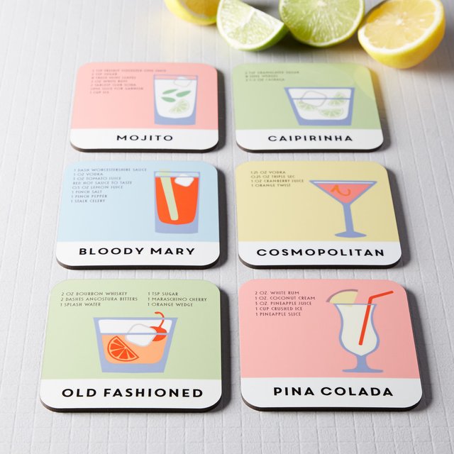 Cocktail Recipe Coaster Set