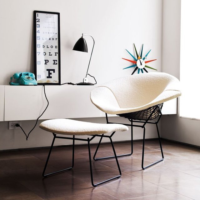 Bertoia Diamond Lounge Chair with Bouclé Cover
