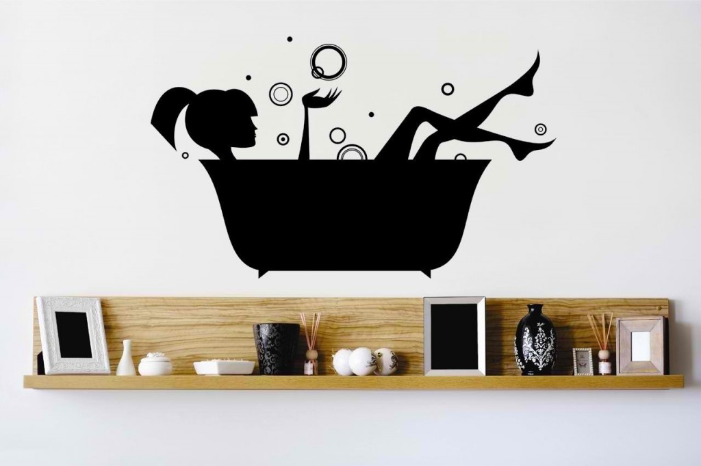 Black Bathtub Girl Wall Decal Art