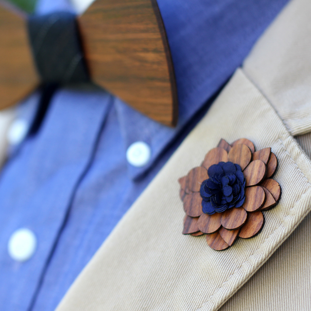 Charleston Wooden Lapel Flower by Two Guys Bow Ties