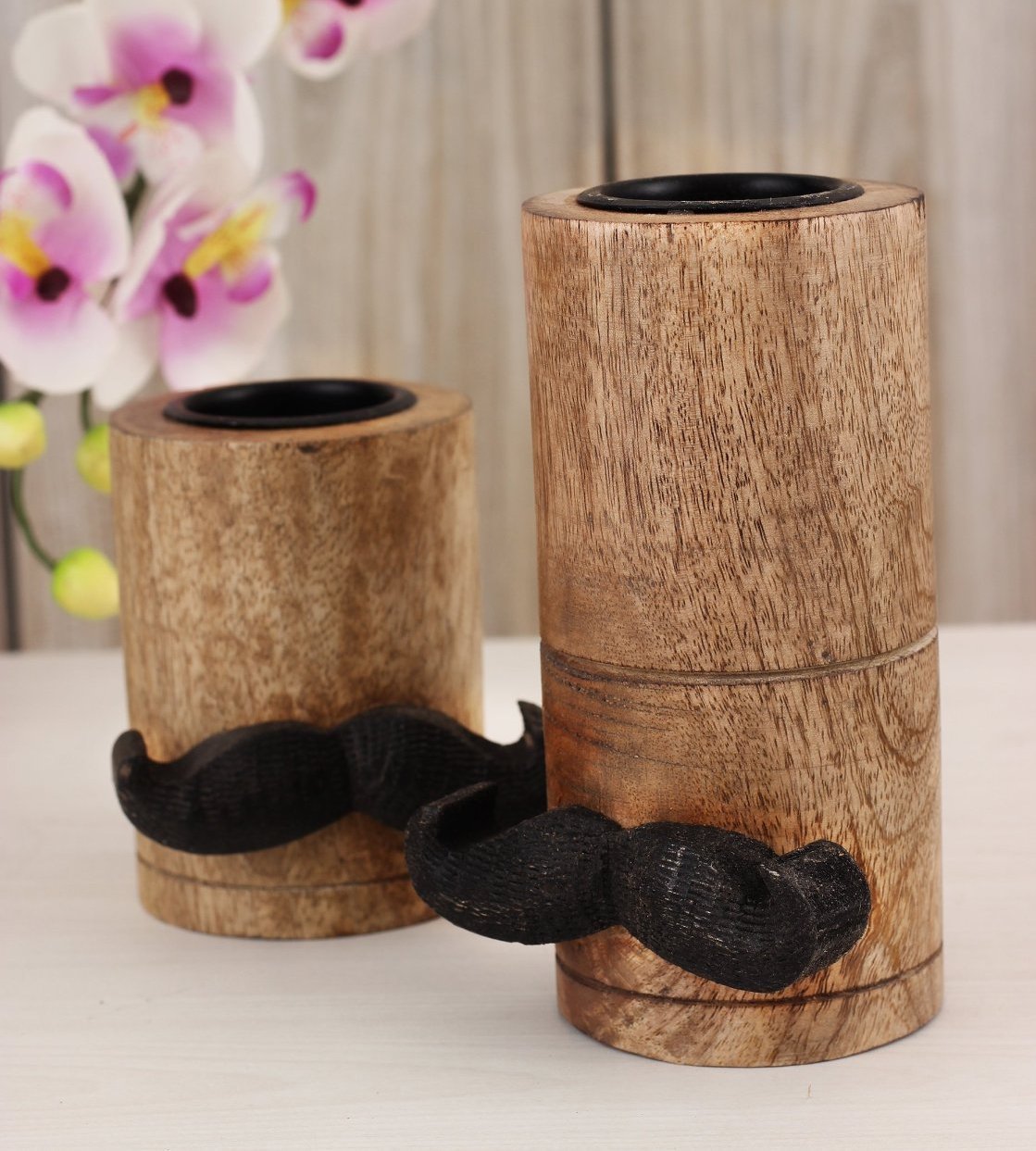 Moustache Pillar Tea Candle Holder