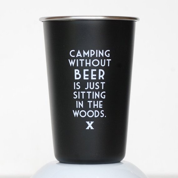 Camping Without Beer Steel Pint Glass