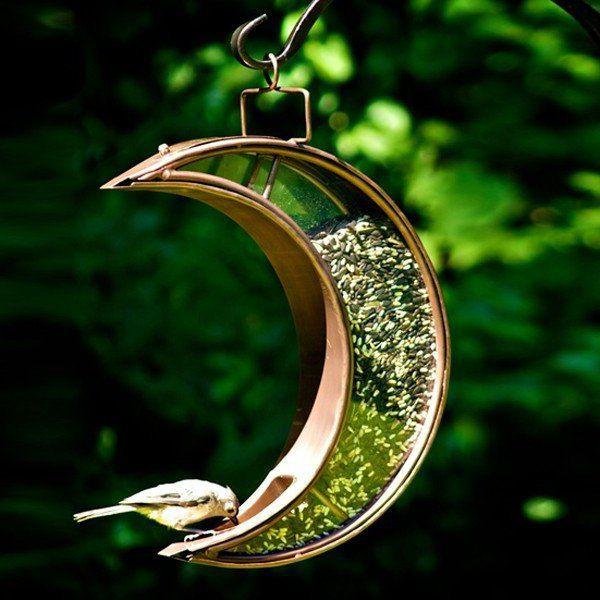 Copper & Bronze Crescent Moon Bird Feeder