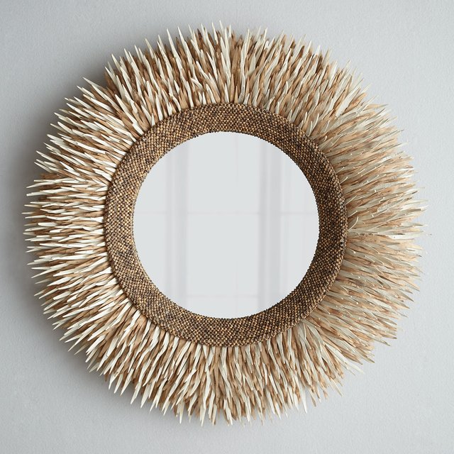 Round Coconut Shell Mirror