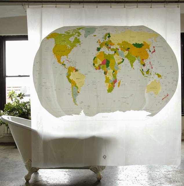 World Map Shower Curtain by Izola