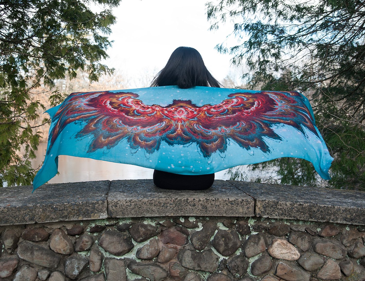 Bohemian Fractal Art Wing Span Scarf