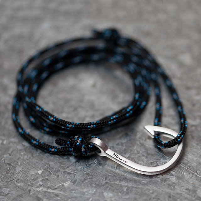 Black Rope Silver Hook Bracelet by Miansai