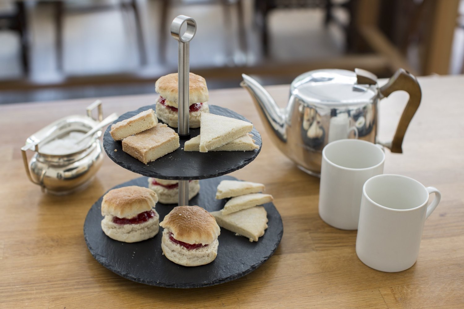 Two-Tier Slate Serving Stand