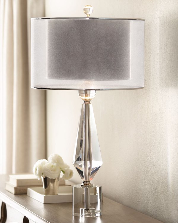 Sophisticated Crystal Lamp With Double Shade