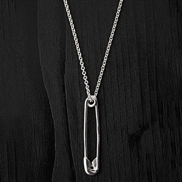 Sterling Silver Safety Pin Necklace