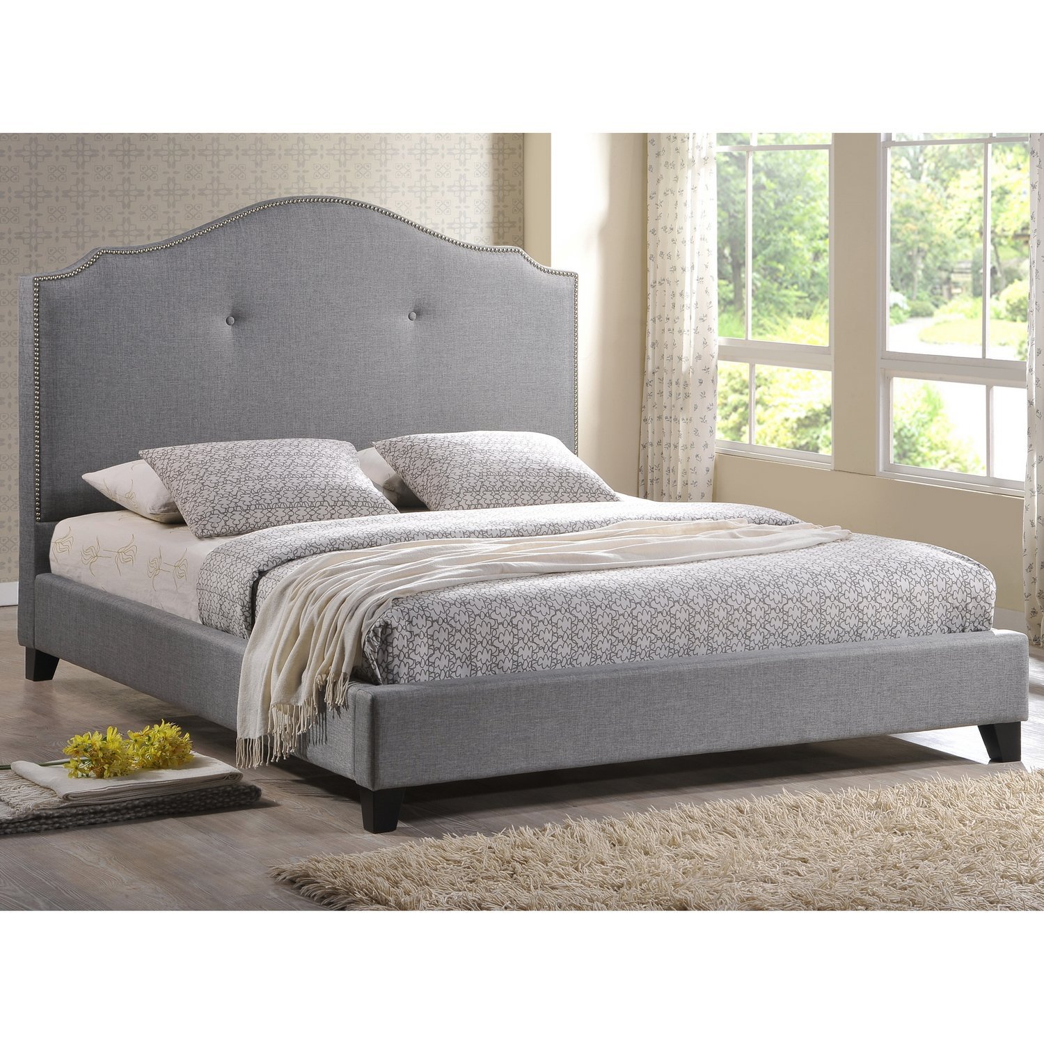 Marsha Scalloped Grey Modern Bed