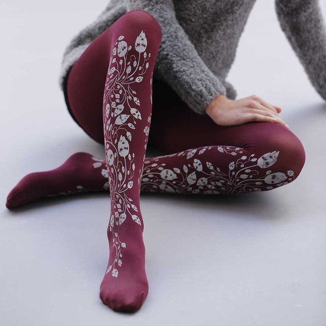 Floral Nature Print Tattoo Tights