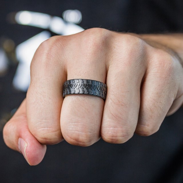 Black Zirconium Tire Tread Ring