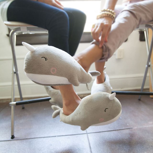 Nari Narwhal USB Heated Plush Slippers